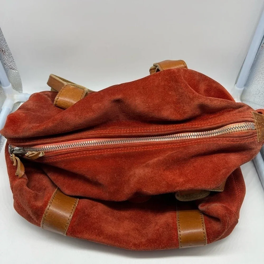 3.1 PHILLIP LIM red suede and brown leather hobo bag